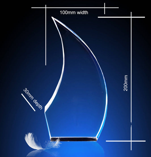 180mm/200mm Curved Flame Crystal Trophy