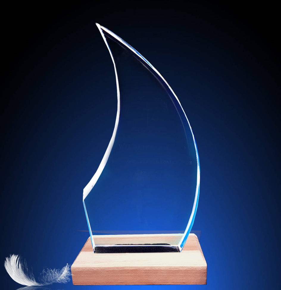 180mm/200mm Curved Flame Crystal Trophy