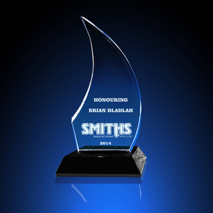 180mm/200mm Curved Flame Crystal Trophy