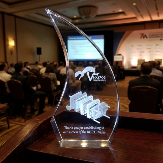 180mm/200mm Curved Flame Crystal Trophy